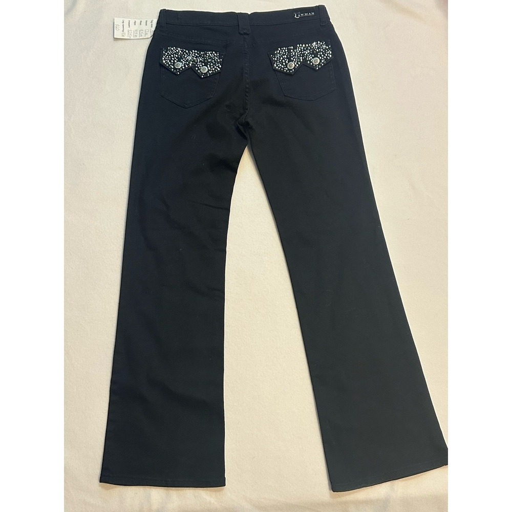 Vintage‎ LAWMAN Western Bootcut Embellished Black Jeans Rhinestone 9/10-31Wx32L